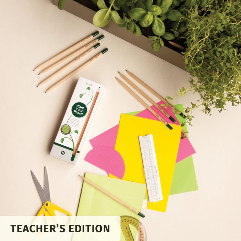 Sprout Wood-Cased Pencils | Teacher's Edition | HB Pre-Sharpened Graphite Plantable Wooden Pencils with flower, Herb & Vegetable Seeds | Gift for Teachers, Creative Kids & School Students | 32 Pack - Image 2
